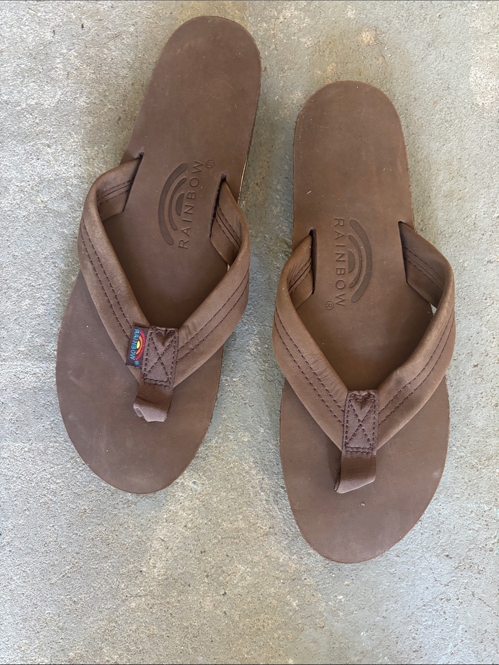 Rainbow Brown Leather Men’s Flip-Flop Sandals